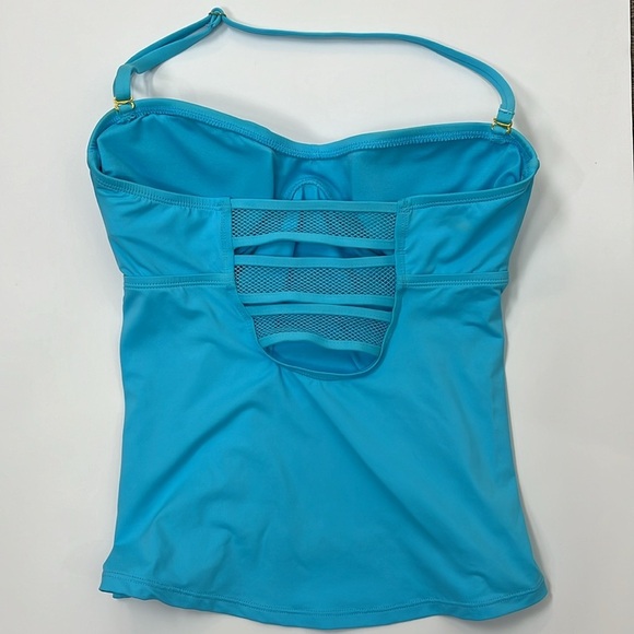 Cole of California Tankini Swim Top Mesh Removable Strap Pads Aqua Blue Size S - Picture 10 of 11